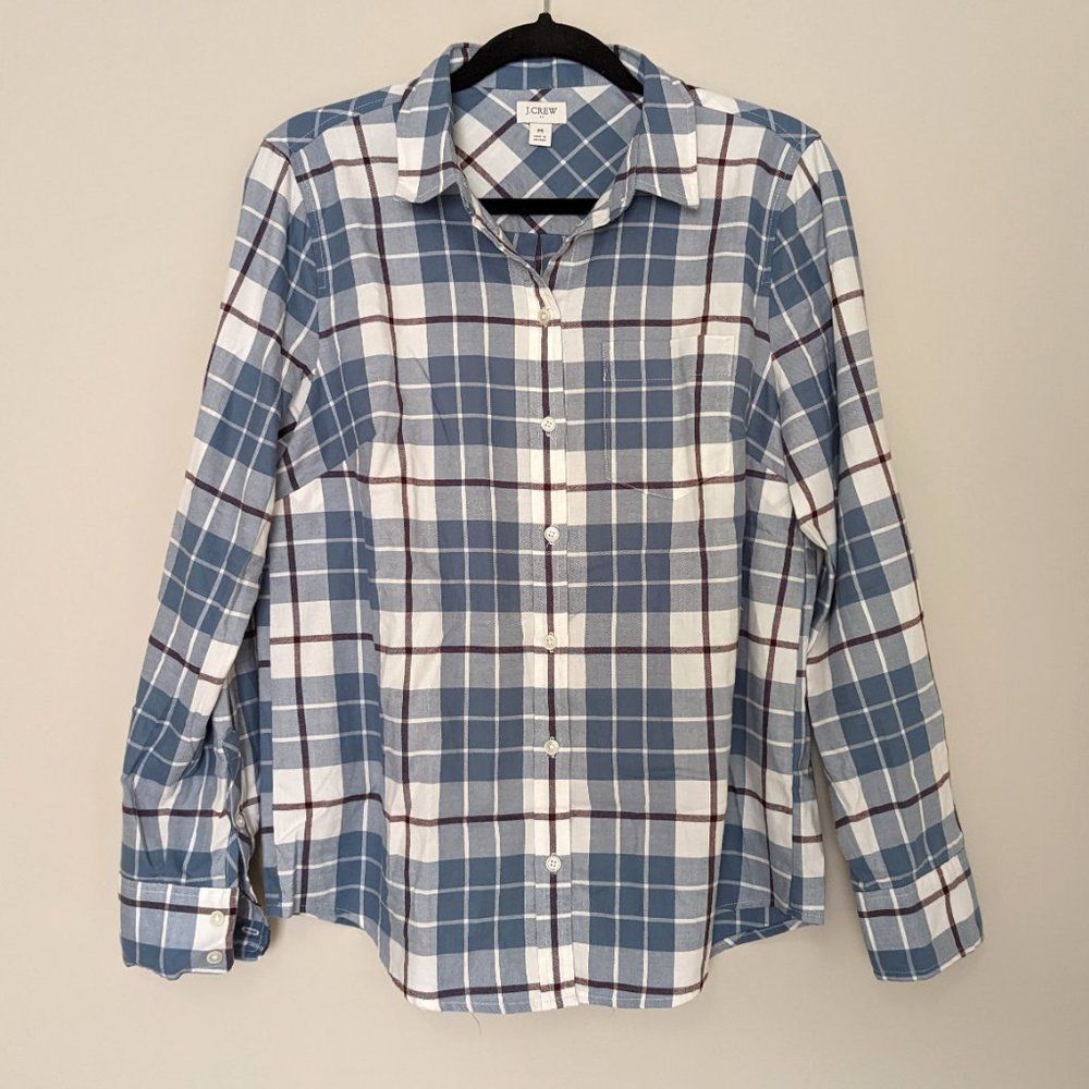 J. Crew Blue Plaid Button Down Long Sleeve Shirt